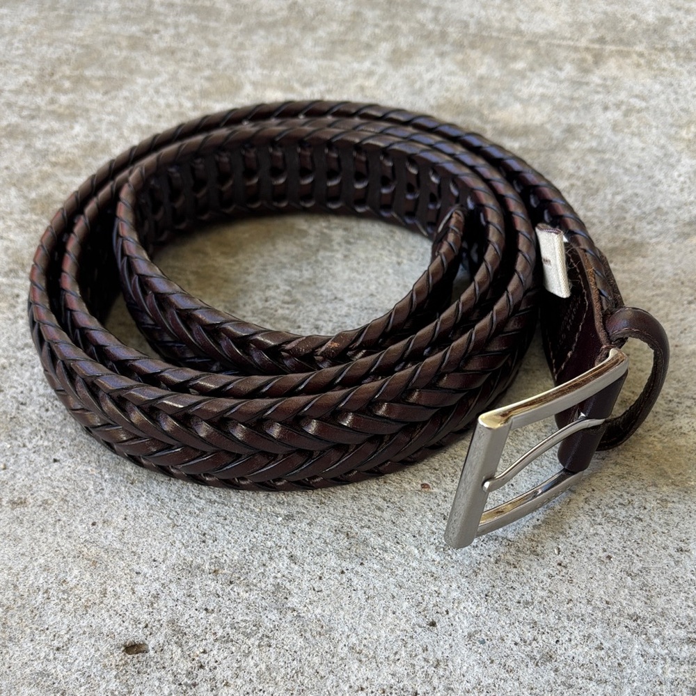 Fossil Men's Braided Leather Belt - Dark Brown